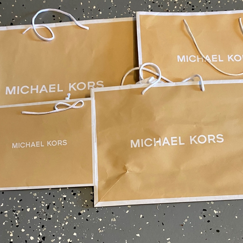 Michael Kors Gold Gift Bags with White Accents